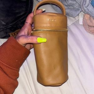 small faux leather bottle cooler, portable, insulated, cute